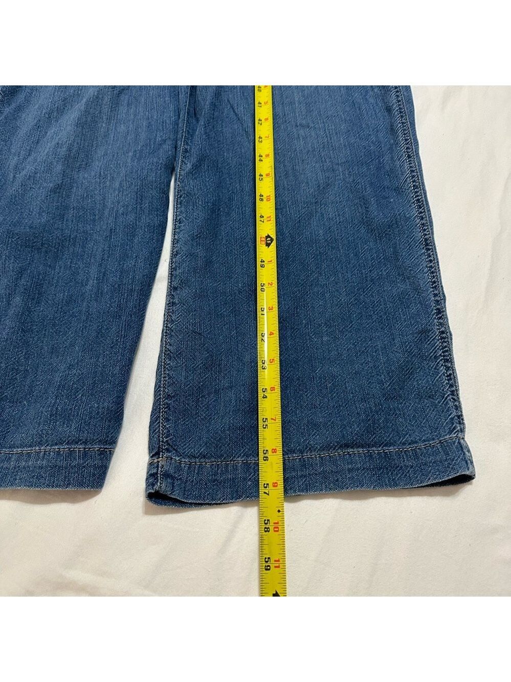 FREE PEOPLE SOFT BLUE DENIM OVERALLS ZIP FRONT SNAP CLOSURE WIDE LEG SIZE MEDIUM - Picture 8 of 14